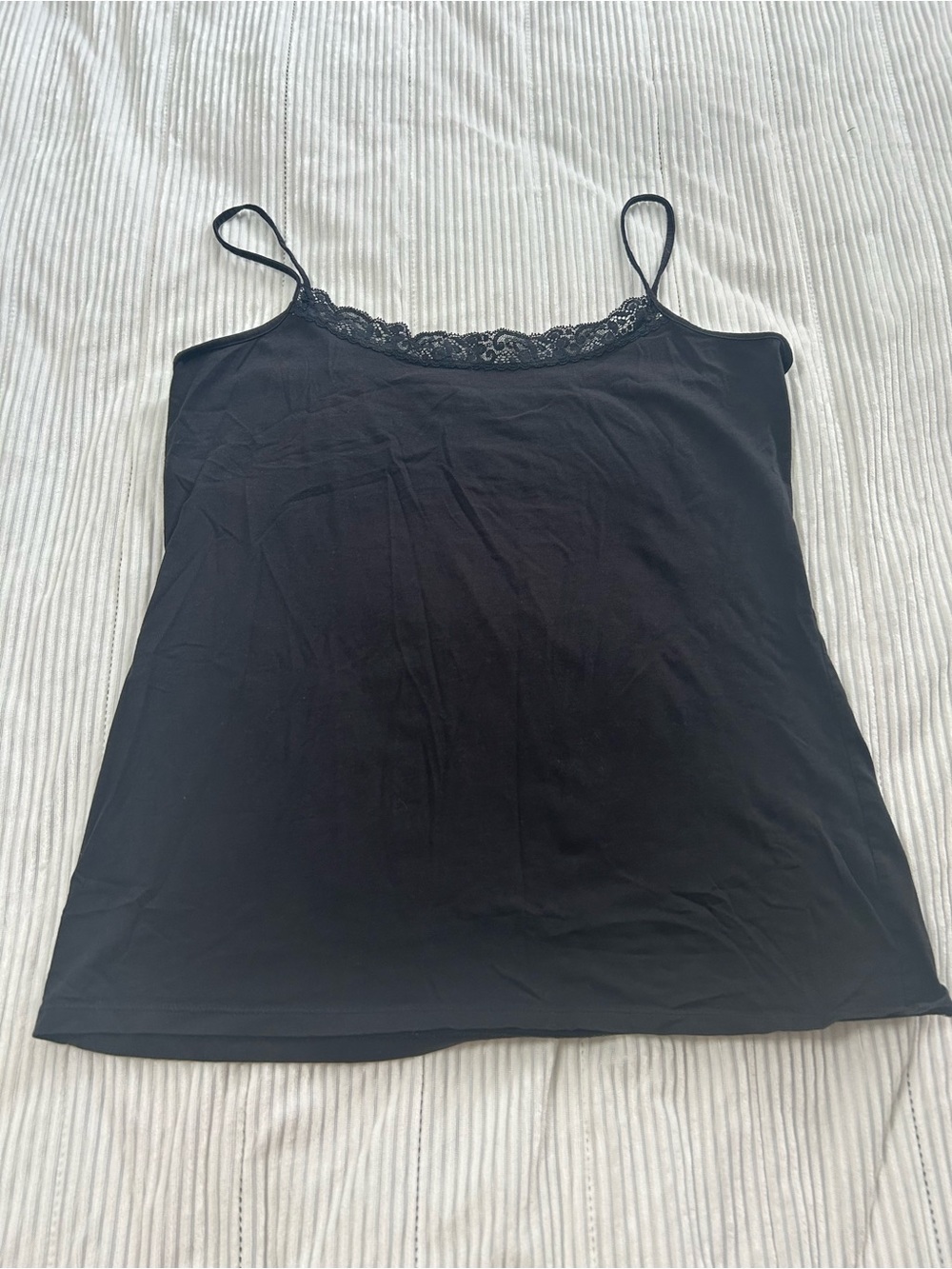 LOFT Black Lace-Trim Camisole Tank